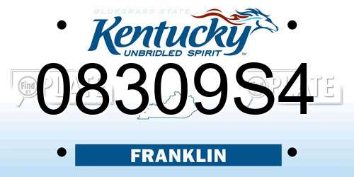 08309S4 Kentucky License Plate