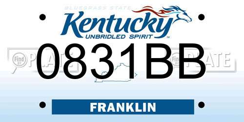 0831BB Kentucky License Plate