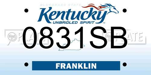 0831SB Kentucky License Plate