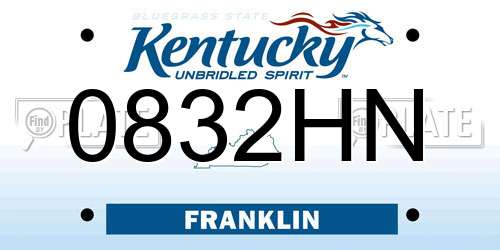 0832HN Kentucky License Plate