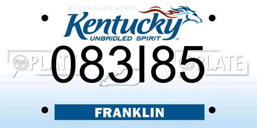 083I85 Kentucky License Plate