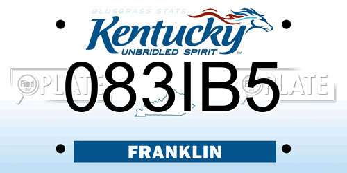 083IB5 Kentucky License Plate