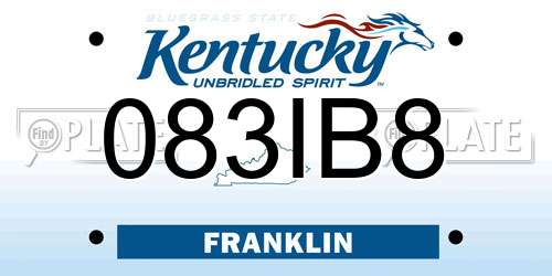 083IB8 Kentucky License Plate