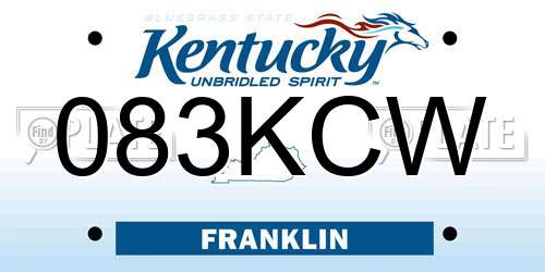 083KCW Kentucky License Plate