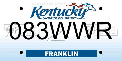 083WWR Kentucky License Plate
