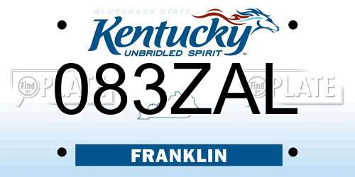 083ZAL Kentucky License Plate