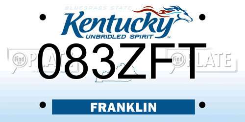 083ZFT Kentucky License Plate