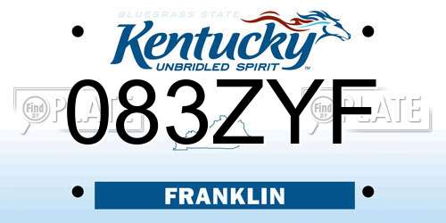 083ZYF Kentucky License Plate