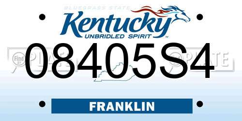 08405S4 Kentucky License Plate