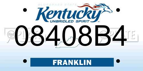 08408B4 Kentucky License Plate