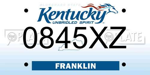 0845XZ Kentucky License Plate