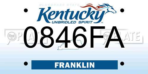 0846FA Kentucky License Plate