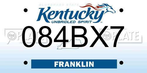 084BX7 Kentucky License Plate