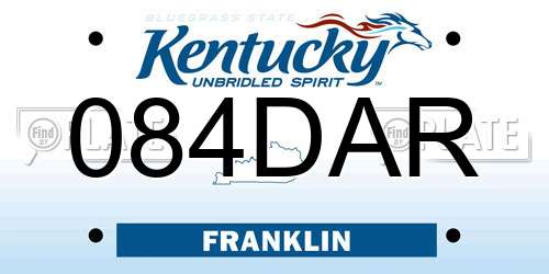 084DAR Kentucky License Plate