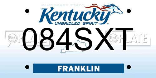 084SXT Kentucky License Plate