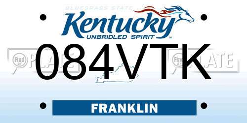 084VTK Kentucky License Plate