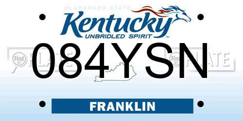 084YSN Kentucky License Plate