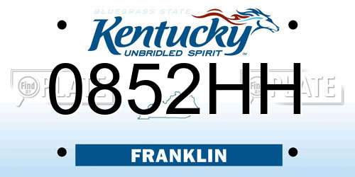 0852HH Kentucky License Plate