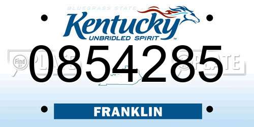 0854285 Kentucky License Plate