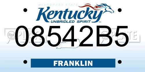 08542B5 Kentucky License Plate