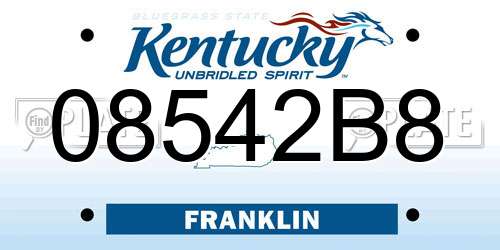 08542B8 Kentucky License Plate