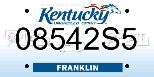 08542S5 Kentucky License Plate