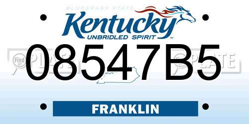 08547B5 Kentucky License Plate
