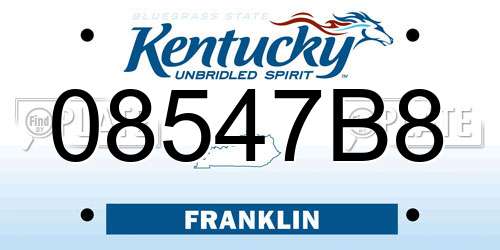 08547B8 Kentucky License Plate