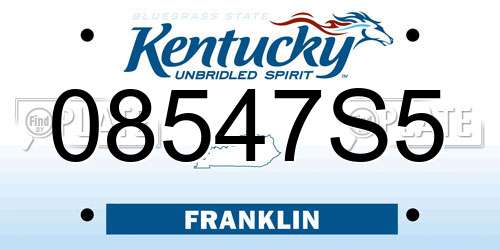 08547S5 Kentucky License Plate