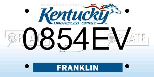 0854EV Kentucky License Plate