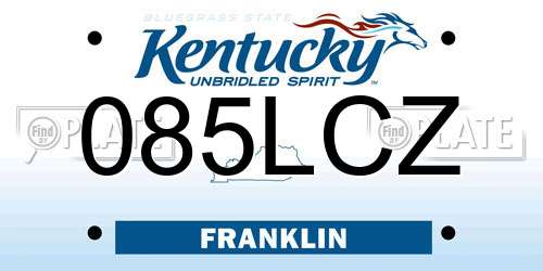 085LCZ Kentucky License Plate