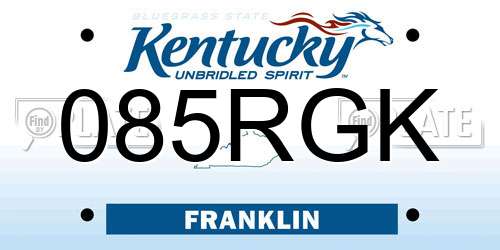 085RGK Kentucky License Plate