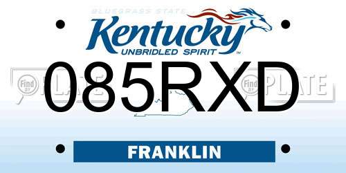 085RXD Kentucky License Plate