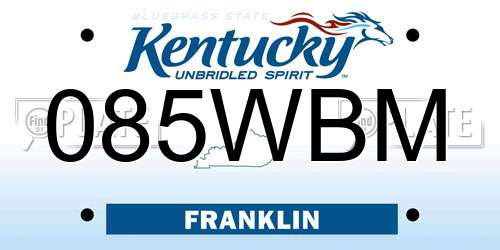 085WBM Kentucky License Plate