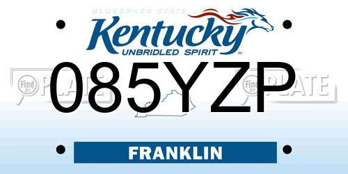 085YZP Kentucky License Plate