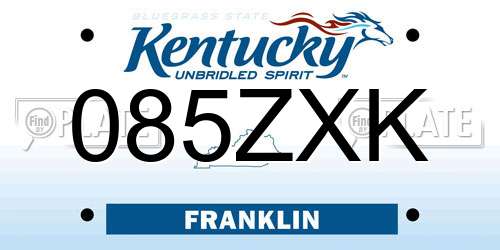 085ZXK Kentucky License Plate