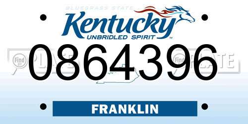 0864396 Kentucky License Plate