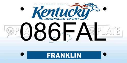 086FAL Kentucky License Plate