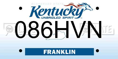 086HVN Kentucky License Plate
