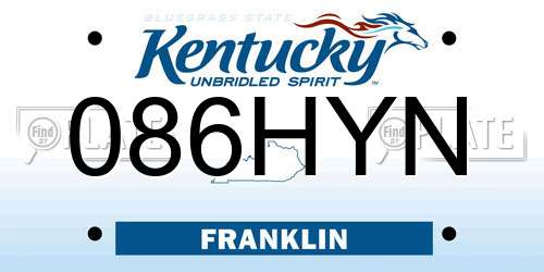 086HYN Kentucky License Plate