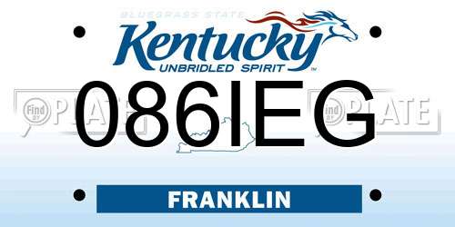 086IEG Kentucky License Plate