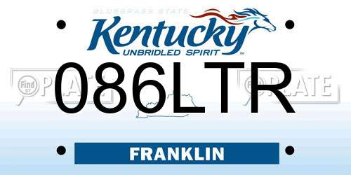 086LTR Kentucky License Plate
