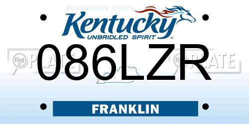 086LZR Kentucky License Plate
