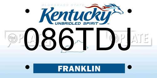 086TDJ Kentucky License Plate