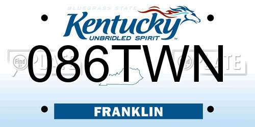 086TWN Kentucky License Plate