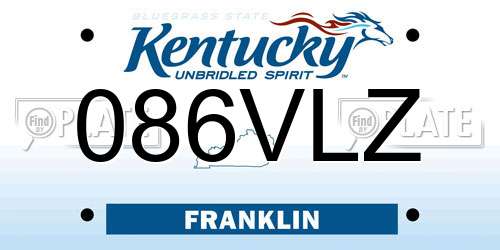 086VLZ Kentucky License Plate