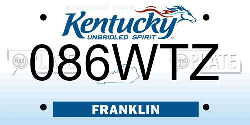 086WTZ Kentucky License Plate