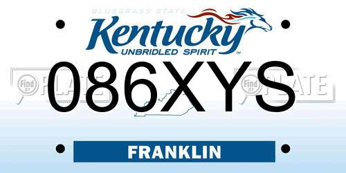 086XYS Kentucky License Plate