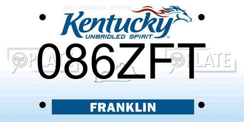 086ZFT Kentucky License Plate