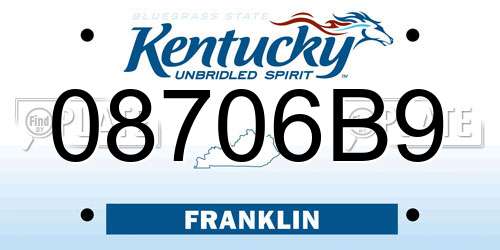 08706B9 Kentucky License Plate